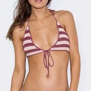 Revolve Some Days Lovin’ NEW crochet front tie bikini top Size Small